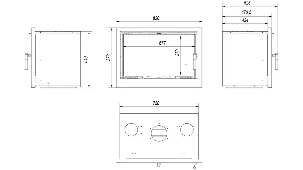 Fireplace cassette KRATKI ARKE 75 8 kW Ø 150 self closing door