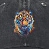 Colorful Tiger Head Graphic Baseball Cap Distressed Washed Denim Outdoor Adjustable Hat Unisex Hat