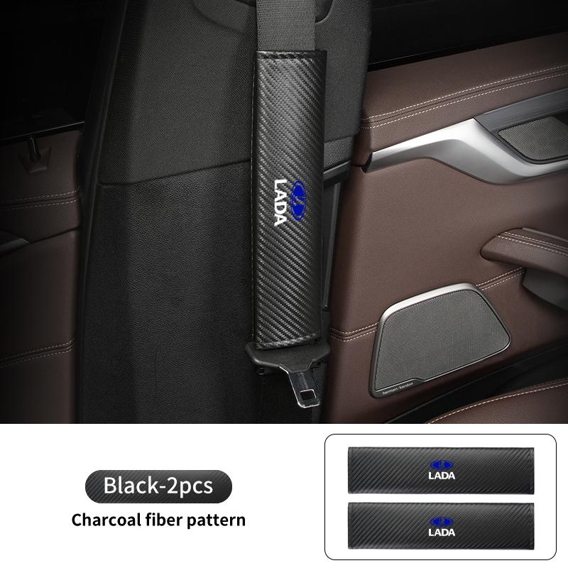 Car Carbon Fiber Patterned Unlabeled Seat Belt Shoulder Protection Seat Belt Shoulder Pad  For Lada Vesta Niva Samara Kalina