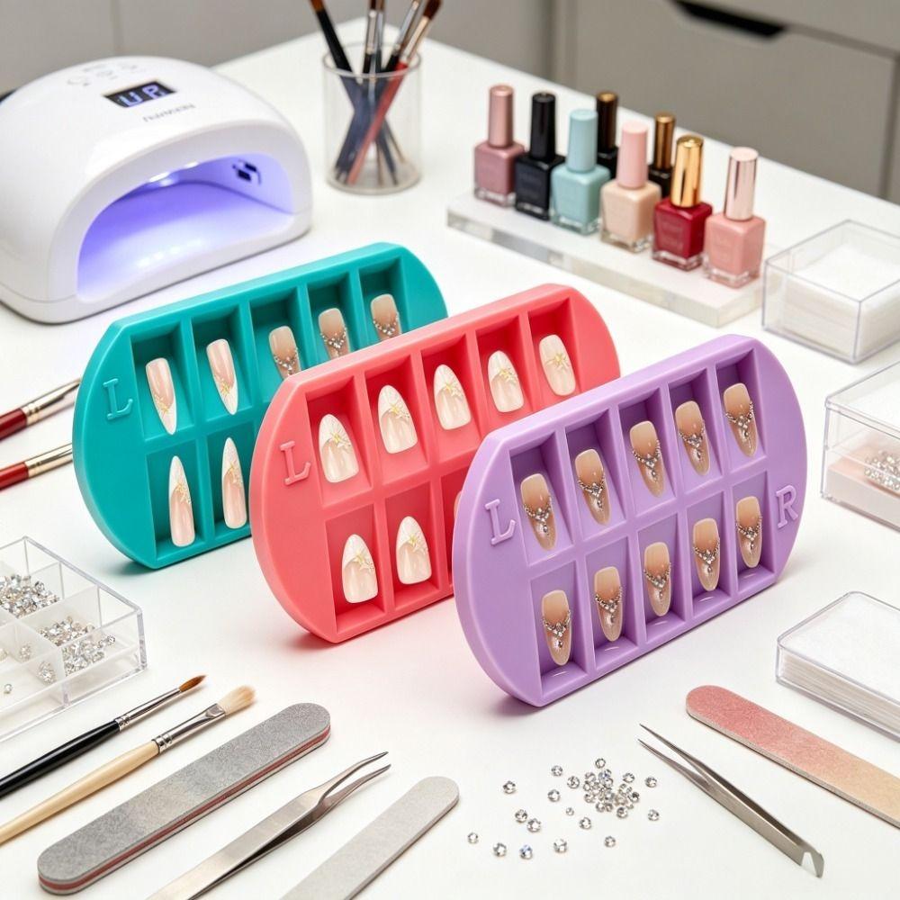 With L/R Mark Nail Tip Storage Tray 10 Grids Nail Art Storage Plate Nail Art Organizer  Nail Art