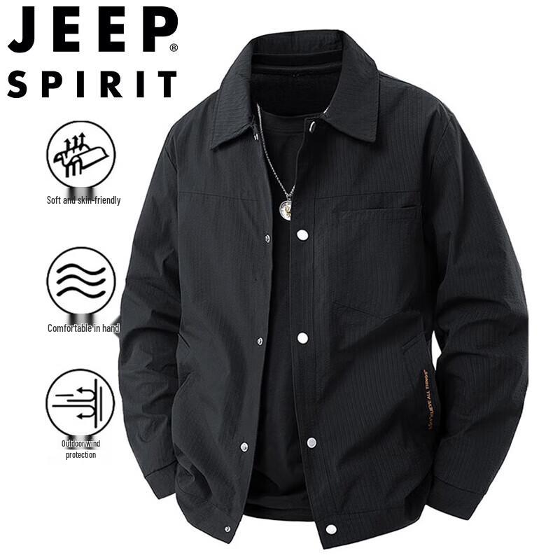 JEEP SPIRIT Men's Fashion Casual Lapel Workwear Shirt Jacket