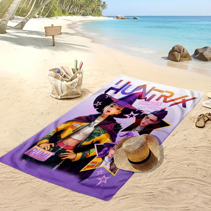 Asciugamano da Spiaggia Stampato Kpop Demon Hunters, Asciugamano Grande Assorbente ad Asciugatura Rapida per Estate e Attività all'Aperto in Acqua