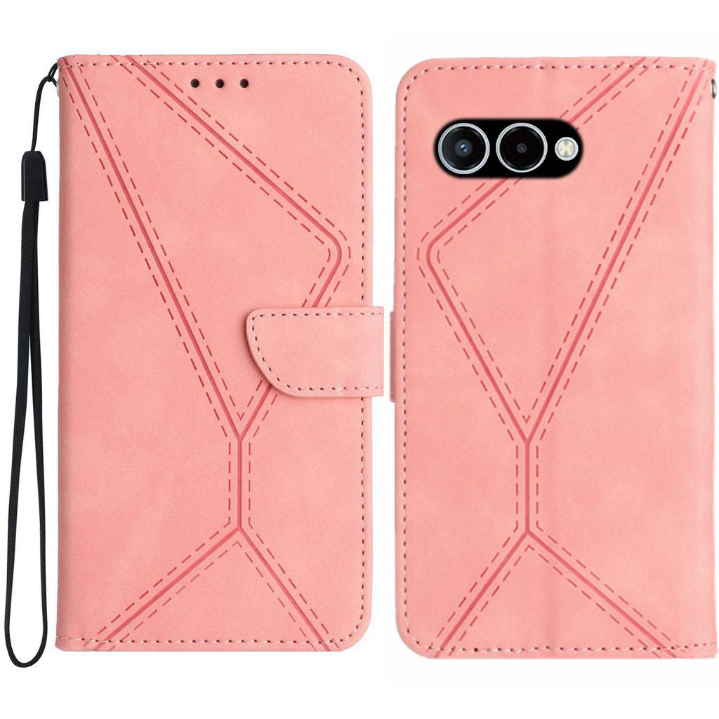 For T-Mobile T Phone 3/T-Mobile REVVL 8 Case Skin Touch Lines Imprinted PU Leather Flip Phone Cover