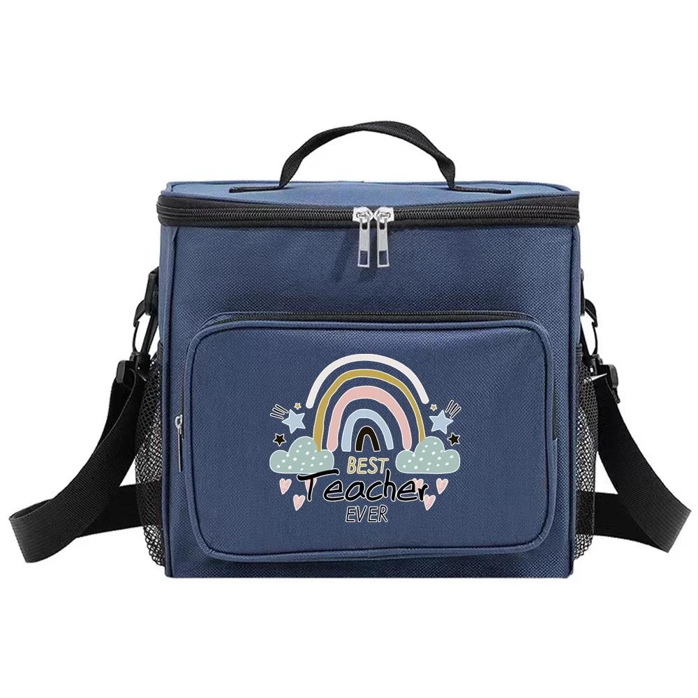 Insulated Bags Portable Shoulder Lunch Bag Waterproof Cooler Box Thermal Organizer Handbag for Men and Women Teacher Pattern