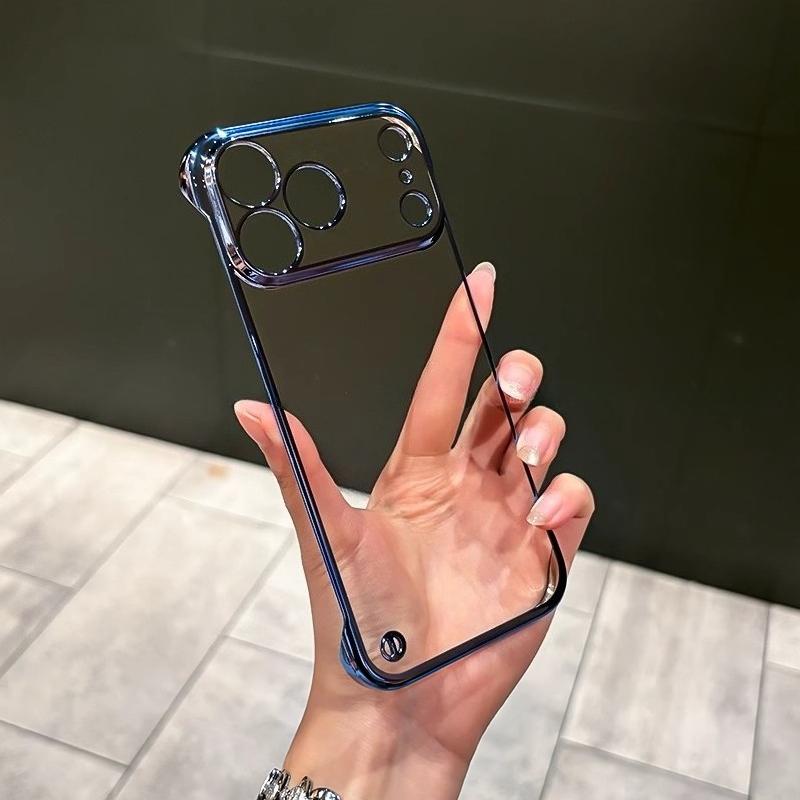 Plating Clear Frameless Phone Case for iPhone 17 Pro Max Ultra-Thin Hard PC Shell for iPhone Air 17Pro Bumper