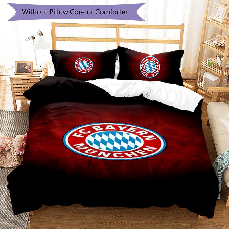 3dílná sada povlečení s logem FC Bayern München sada povlaků na přikrývku obsahuje povlak na přikrývku & povlaky na polštáře, perfektní dekorace ložnice pro každé roční období & dárek