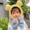 One-Piece Winter Baby Hat Scarf Plush Children Beanies Cap Cute Kids Hat Hooded Scarf