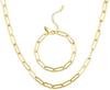 Paperclip Chain Necklace for Women, Paperclip Bracelet Set, Gold Chain Link Necklace for Women, 14K Gold Chain Necklace and Bracelet, Thick Gold