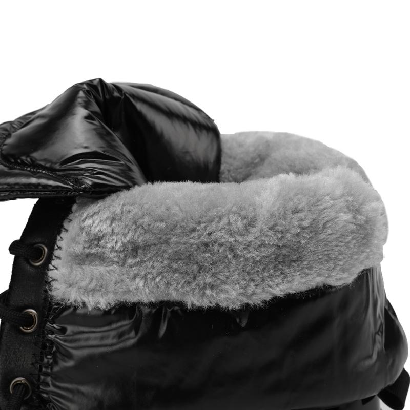 Wasserdichte Stiefeletten zum Schnüren Damen Winter Schneestiefel Damenschuhe Dickes Plüsch PU-Leder Winter Damen Motorradstiefel