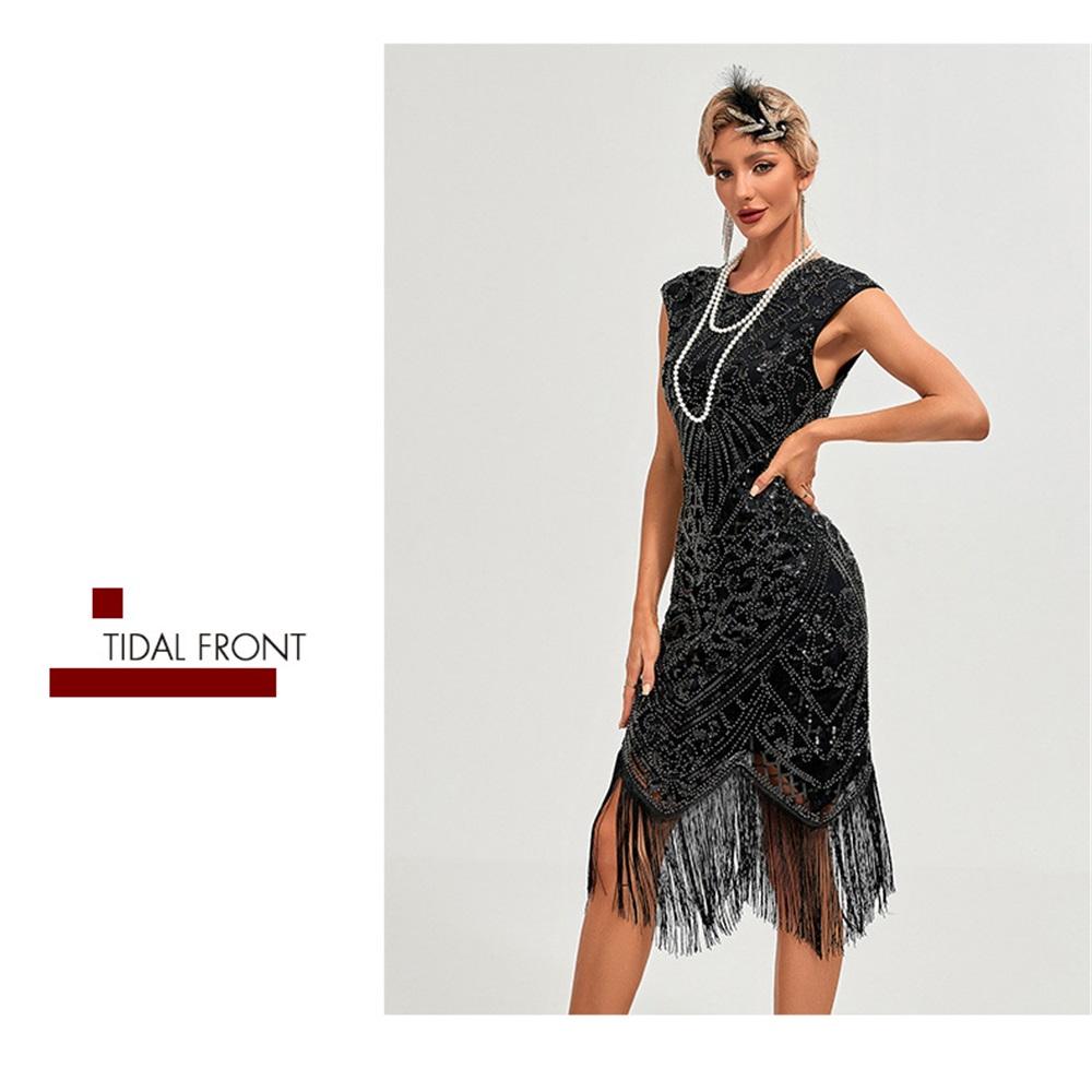 Tassel Sequin Dress Dress 1920s Retro Party Banquet Large Size Dress