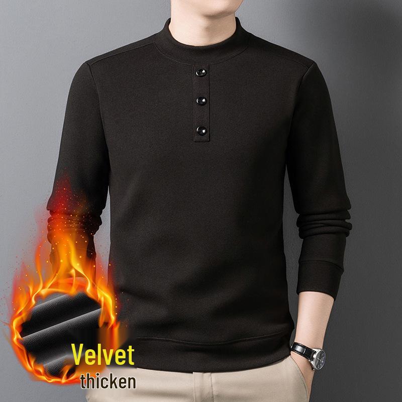 

Men s Winter Plus Velvet Thick Half-High Collar Sweatshirt - Warm Long Sleeve Top for Middle-Aged & Elderly XL (135-150 kg) сірий колір