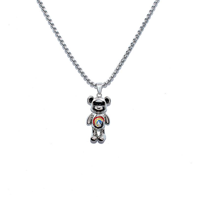 2023 Rainbow Bear Necklace: Trendy Unisex Hip Hop Sweater Chain, Personalized and Versatile for Students and Couples