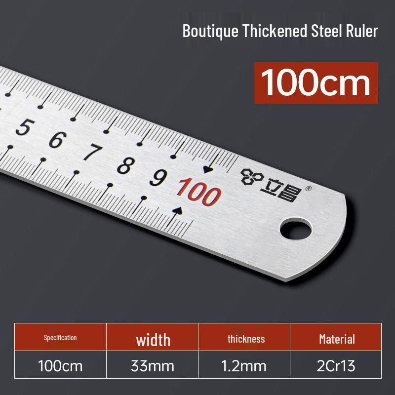 Stainless Steel Ruler - Available in 15/20/30/50cm and 1 Meter, Thickened Plate Straight Scale Ruler