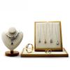 Solid Wood Necklace Display Stand Microfiber Leather Jewelry Organizer Pendant Holder