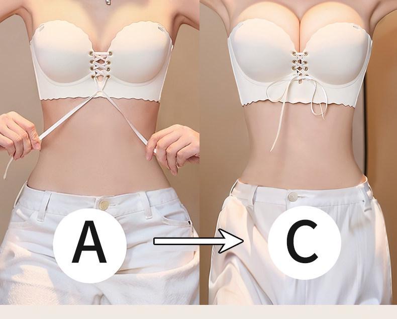Women's Strapless Push-Up Bandeau Bra, Non-Slip, Seamless, for Small Busts