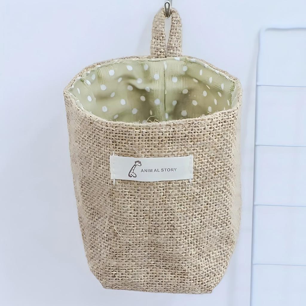 Desktop Jute Storage Bag Cotton Linen Storage Basket Sundries Storage Box With Handle Cosmetic Organizer Jewelry ContainerHolder