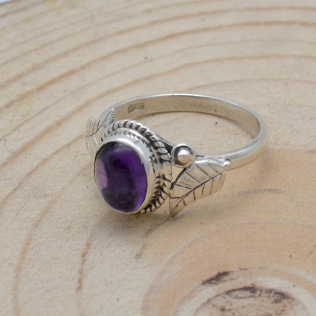Natural Amethyst 925 Sterling Silver Ring, Oval Gemstone Women Handmade Ring Jewelry,  Sterling Silver Artisan Ring Unique Jewelry,