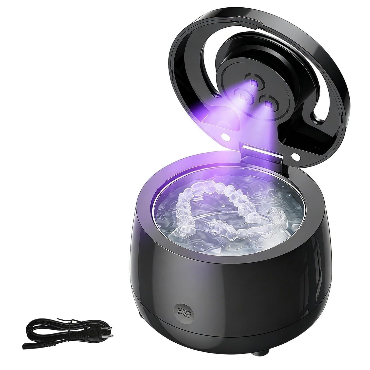 Ultrasonic Retainer Cleaner Machine: 43kHz Rechargeable Cordless Denture Cleaner - Waterproof Ultrasonic Jewelry Cleaner - Dental Cleaning