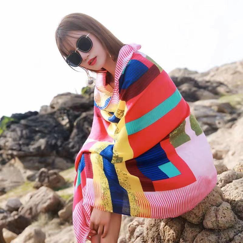 Шарф женский зимние теплые шарфы винтажный богемный этнический стиль шаль накидка пляжное — фото 27