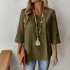 Damen T-Shirt Rundhals Halbarm Lockerer Schnitt Pullover Oberteile Einfarbige Knöpfe Dekoration Sommer Lässige Oberteile Tägliche Kleidung