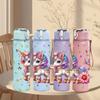 1PC Floral Rainbow Unicorn Pattern 750ml Color Plastic Sports Water Bottle Leakproof Flip Straw Lid Suitable for Sports Office Home Use