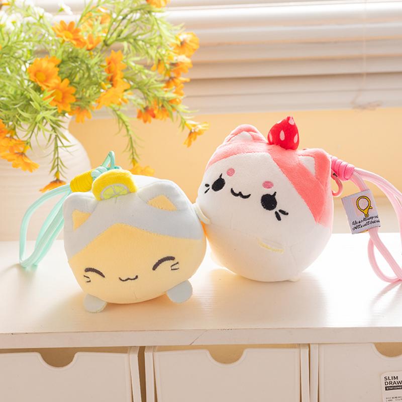 12Cm Chubby Round Cute Plush Cat Keychain Soft Squeezable Stress Relieving Stuffed Toy Kawaii Kitten Calico Cats Doll