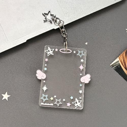 Color Angel Wings Small Card Holder Acrylic Hard Card Holder Angel Small Card ID Card Film Card Holder
