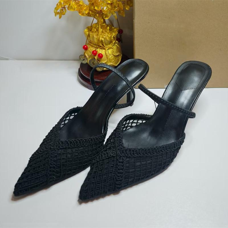 

Fashion Ins style Fashion Weave Hollow out Women Pumps Summer Fashion Slingbacks Office Lady Thin High heels Elegant Party Prom Shoes 42 чёрный