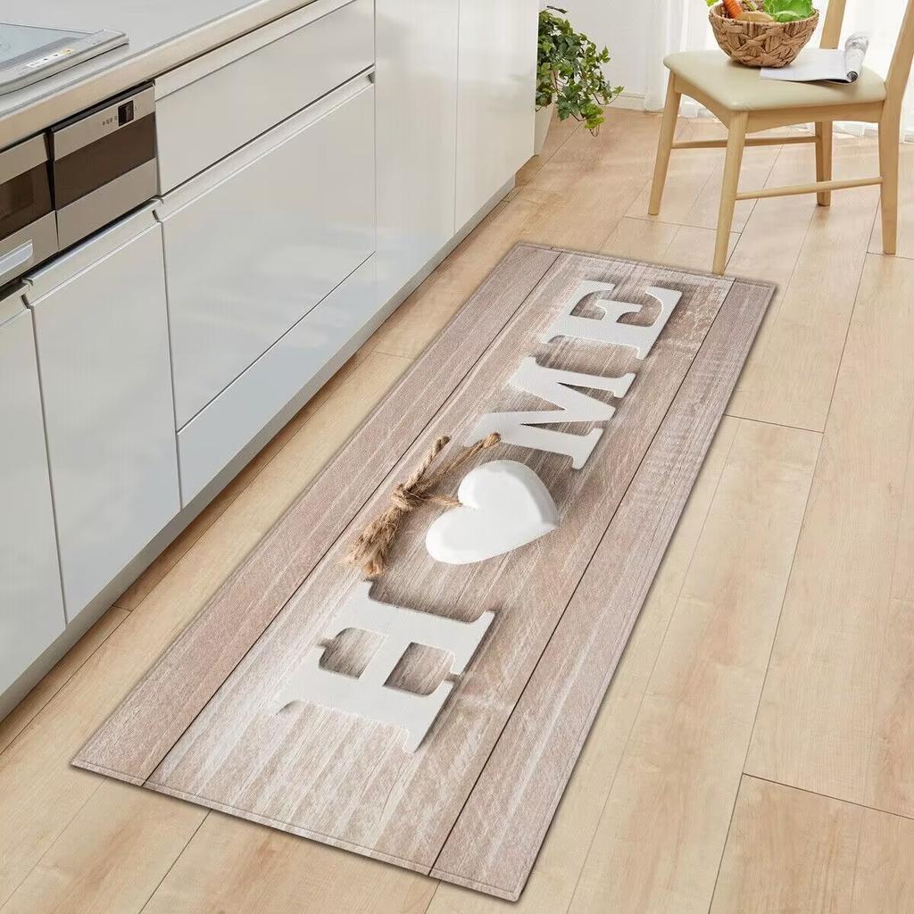 Wood Grain Household Door Mat Kitchen Absorbent Strip Bathroom Non-Slip Floor Mat Living Room Bedroom Carpet