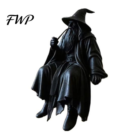 Adaptable Placement Wizard Statue 3D Printed Figurine, Small Shelf Sitter, Collectible Computer Desk Figure Desktop Ornament for Bookshelves,