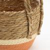 Straw & Seagrass Large Baskets – Natural & Orange- Set of 3