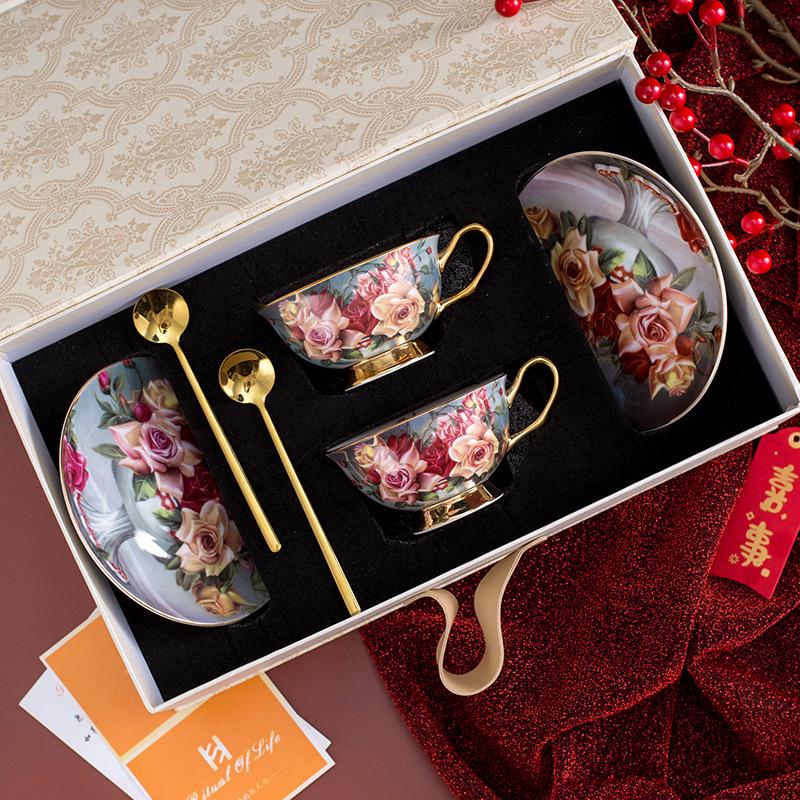 Exquisite English Rose Teapot & Coffee Cup Set for Afternoon Tea