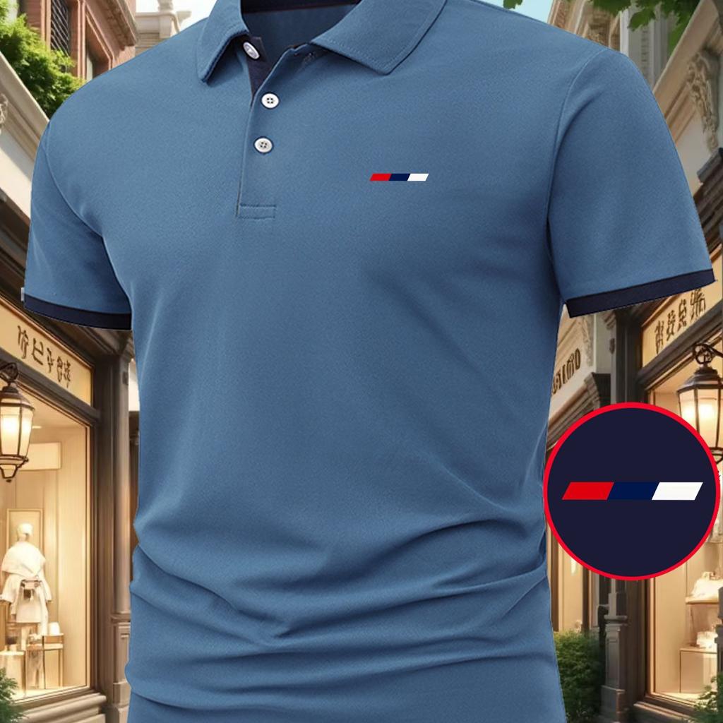 Short-Sleeve Casual Lapel Top, New Color-Block Men's Lapel, Golf Summer Casual Breathable Fashion Short-Sleeve Golf Sweatshirt