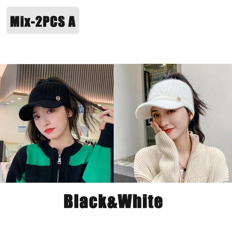 Winter Hats for Women 2026 New Fashion Winter Warm Earflaps Knitted Hat Baseball Caps Outdoor Sport Windproof Ponytail Hat Visor