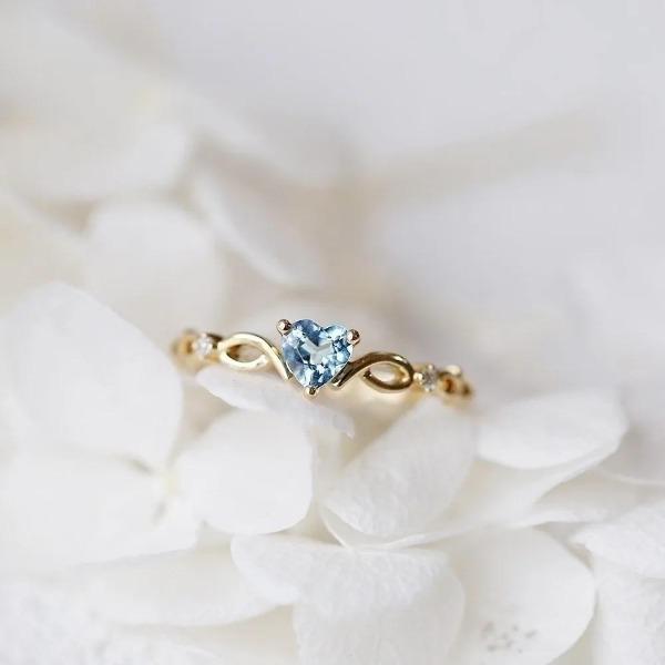 Huitan New Cute Ring With Heart Cubic Zircon Creative Design Women Jewelry Ring Daily Wearable Accessary Ring For Girl