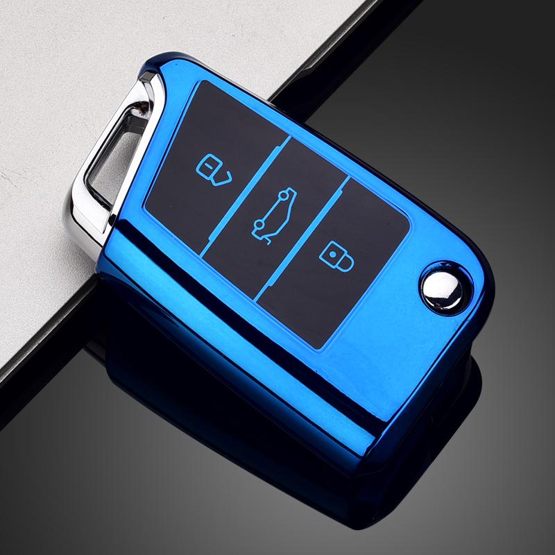 TPU Car Key Case Cover Shell Fob for VW Volkswagen Golf 7 MK7 Tiguan MK2 for SEAT Ateca Leon FR 2 Ibiza Skoda Octavia A7 Keyless