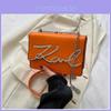 2023 New Metal Letter Chain Large Capacity Casual Contrast Color Simple Single Shoulder Diagonal Crossbody Handheld Small Square Bag Women White
