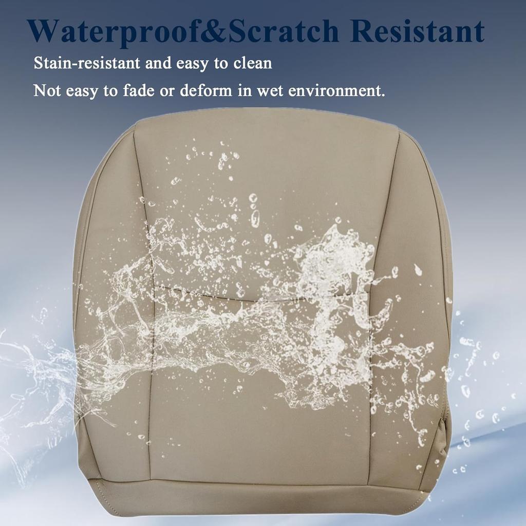 NLQR Front Driver Side Bottom Seat Cover Tan Replacement Microfiber Leather Compatible with Lexus GX470 2003 2004 2005 2006 2007 2008 2009