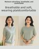 Spring Cotton Knit Short Sleeve Outerwear - Round Neck Loose Fit Solid Color Top