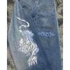 Embroidered Baggy Jeans Y2K Clothes Men Women Harajuku Hip Hop Embroidered Vintage Blue Baggy Jeans Low Rise Wide Leg Pants