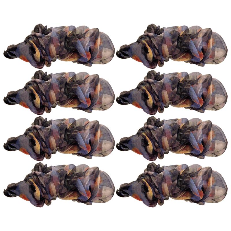 Korean-Style Polka Dot Colour-Block Pleated Printed Mesh Hair Clip For Women Fashionable Banana Clip Hair Accessory