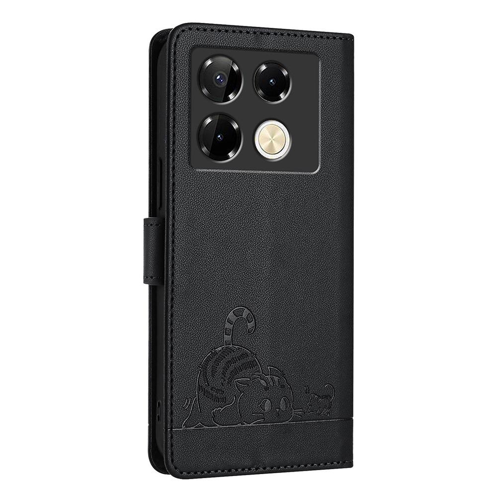For Infinix Note 40 Pro 5G Case with Strap RFID Blocking Leather Wallet Phone Cover Cat Mouse Pattern