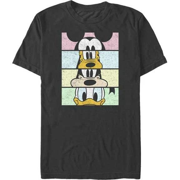 Men s Disney Crew Crop T-Shirt Black Mickey Donald Pluto Donald - Size Small M