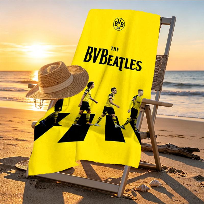 Borussia Dortmund Print Beach Towel Design, Soft, Lightweight. for Home Bathroom, Spa, Pool, Yoga, Surfing, Camping, Gift for Family, Friend