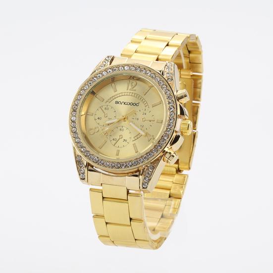 Dámské módní náramkové náramkové hodinky z nerezové oceli s lesklým kamínkem