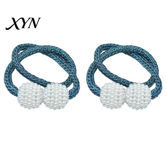 Quick Curtain Holders 1 Pair Faux Pearl Tiebacks, Elegant Beaded Holdbacks, Secure Fasteners Woven Rope Decorative Drapery for Living Room Bedroom