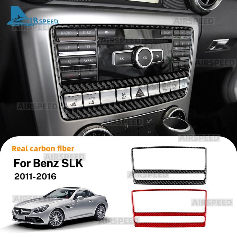 For Mercedes Benz SLK R172 2011 2012 2013 2014 2015 2016 Car Central Control CD Panel Real Soft Carbon Fiber Trim Sticker