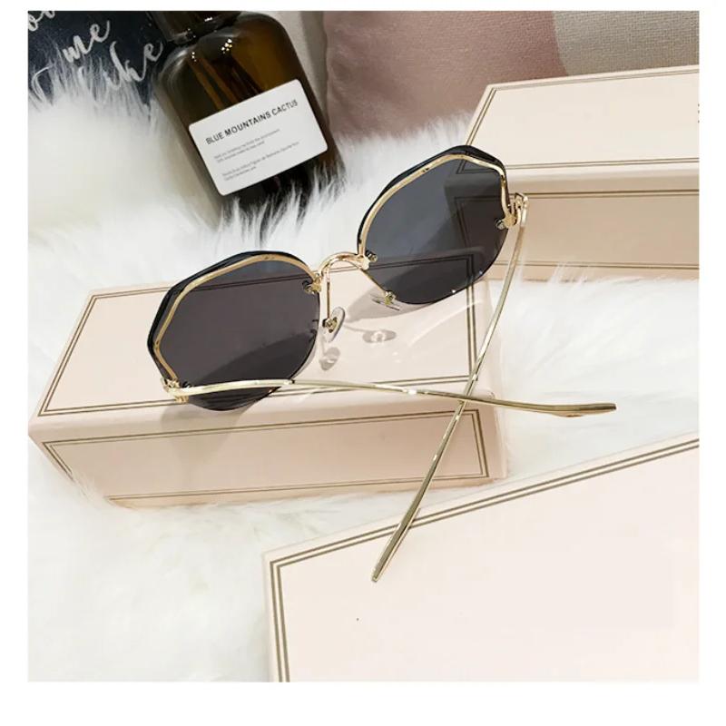 Fashion Women Rimless Sunglasses Vintage Luxury Brand Gradient Travel Sun Glasses Oculos De Sol Female Outdoor Eyewear