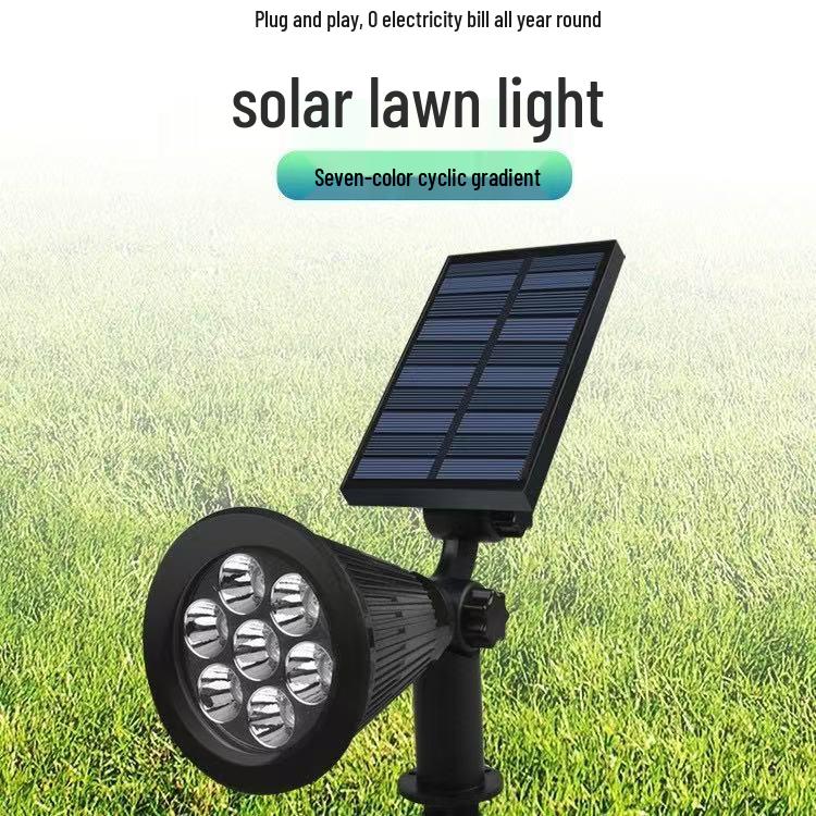 Solar 7-LED RGB Landscape Spotlight | Waterproof Garden & Lawn Atmosphere Light with Ground Stake