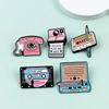 Pink Creative Cassette Player Cartoon Brooch – Alloy Drip Oil Design Badge
